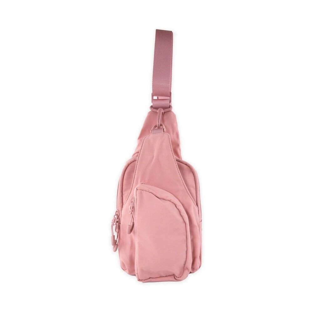 Pink Crossbody Multi Pocket Nylon Bag